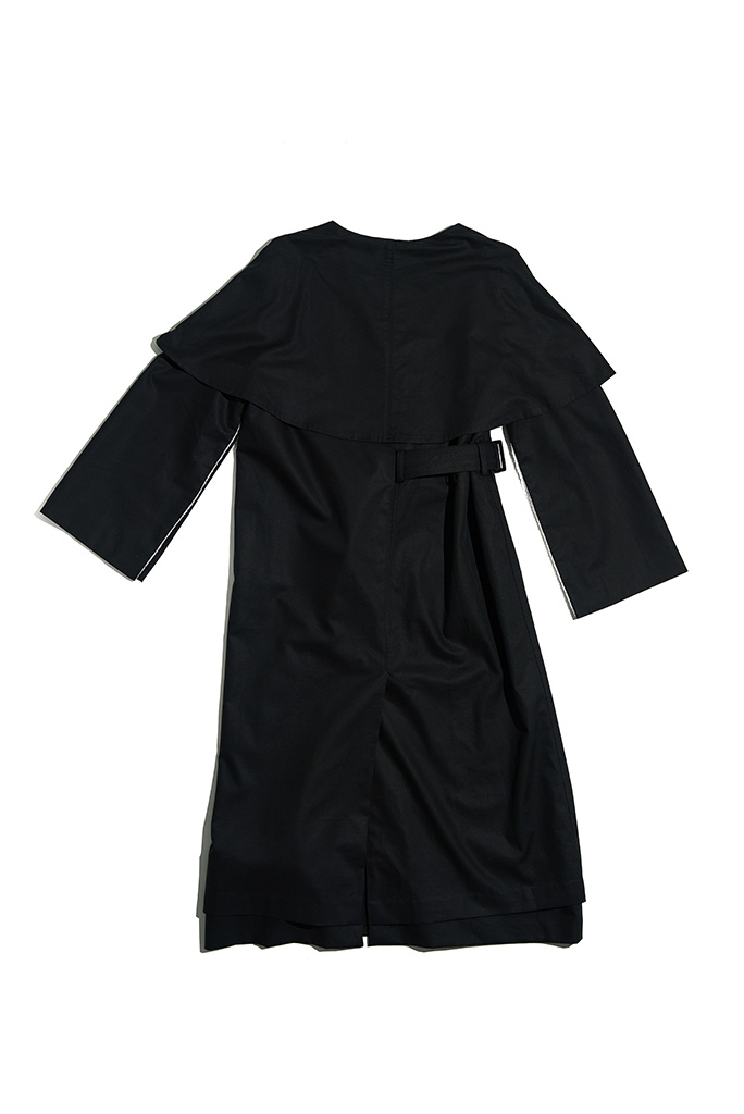 COLLARLESS ASYMMETRIC BLACK COAT